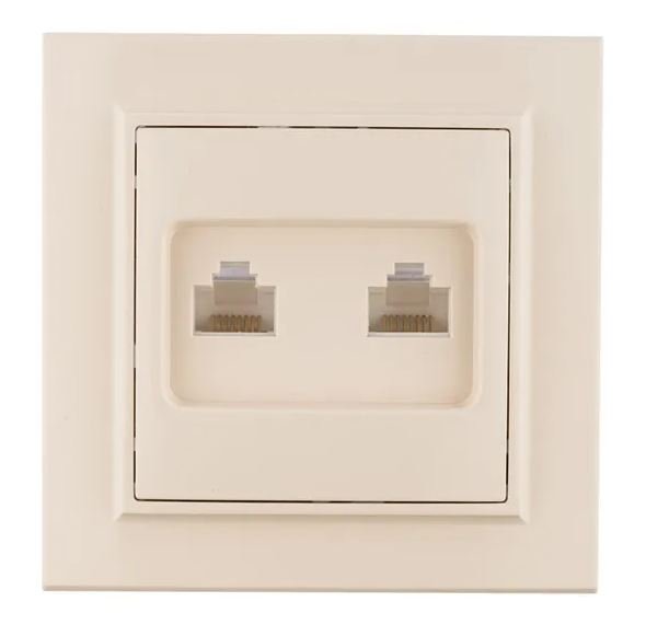 Минск Розетка RJ-45 2-местная СП бежевая (ERK02-035-20)