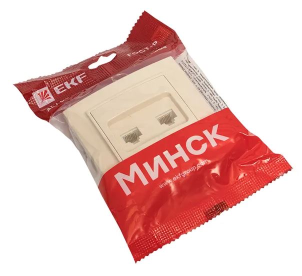 Минск Розетка RJ-45 2-местная СП бежевая (ERK02-035-20)