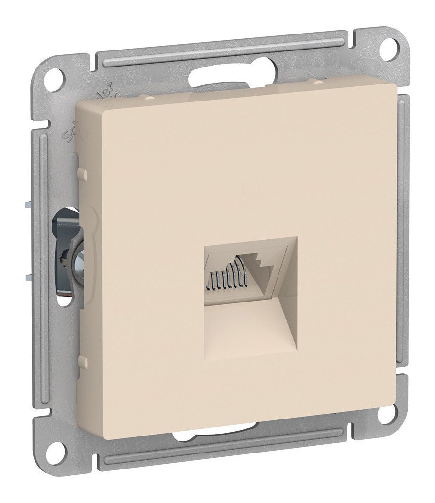 AtlasDesign розетка RJ45, кат.5Е, 1-местная, скрытой установки, механизм, бежевый (ATN000283)