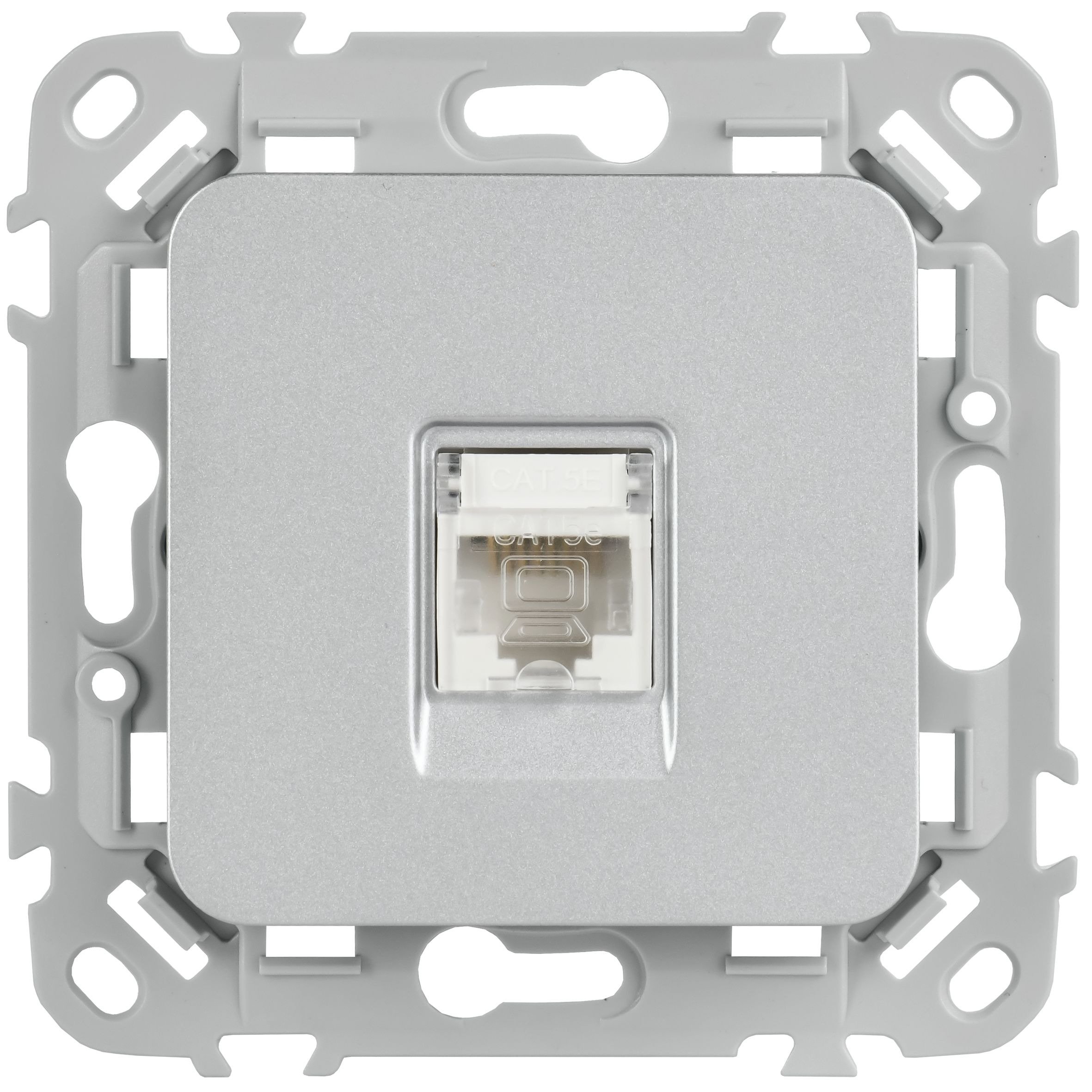 FLITE Розетка компьютерная RJ45 кат 5Е UTP РК5е-1-0-ФлА скрытой установки алюминий (FI-K12-1-K47)