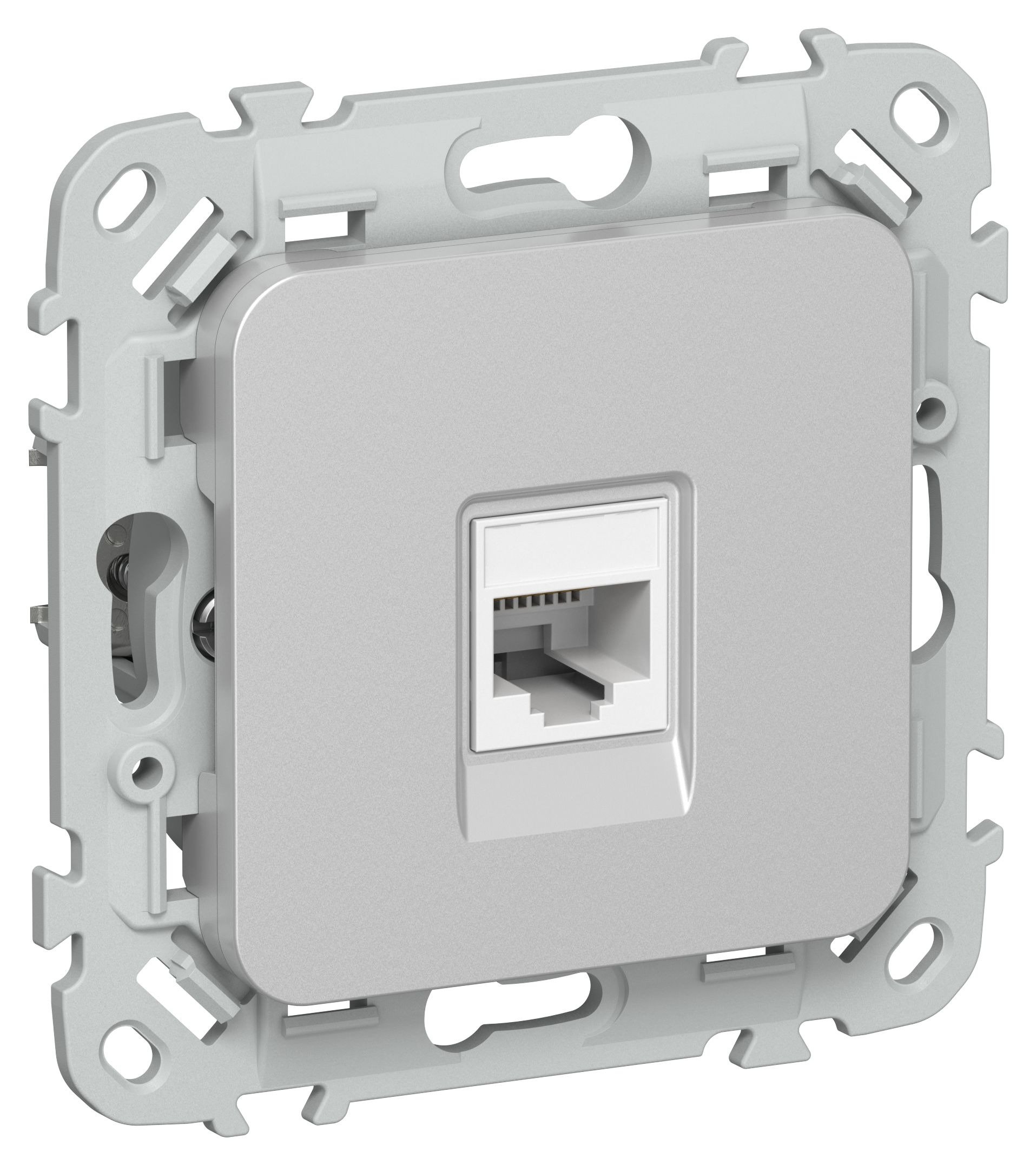FLITE Розетка компьютерная RJ45 кат 5Е UTP РК5е-1-0-ФлА скрытой установки алюминий (FI-K12-1-K47)