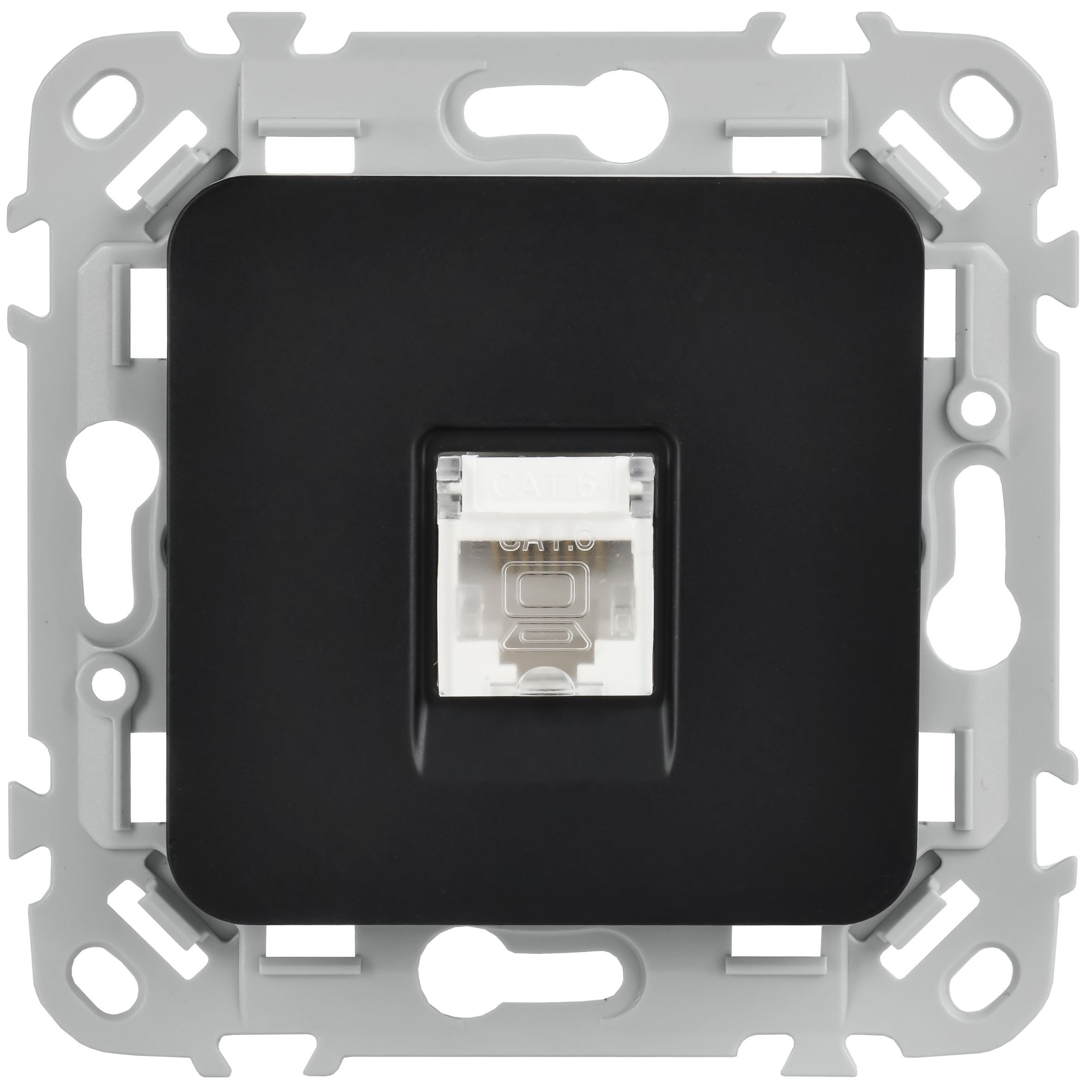 FLITE Розетка компьютерная RJ45 кат 6 UTP РК6-1-0-ФлЧ скрытой установки черный (FI-K12-2-K02)