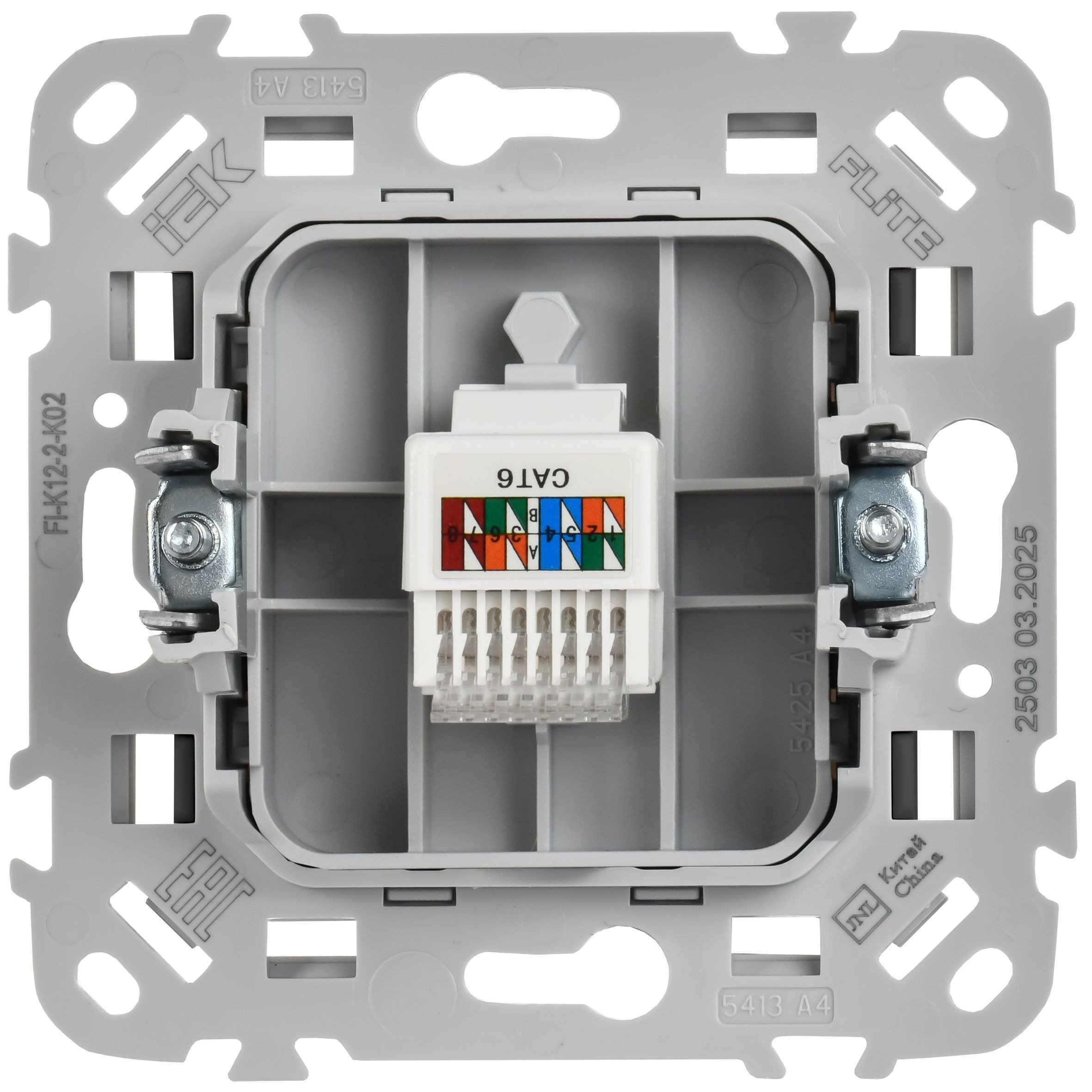 FLITE Розетка компьютерная RJ45 кат 6 UTP РК6-1-0-ФлЧ скрытой установки черный (FI-K12-2-K02)