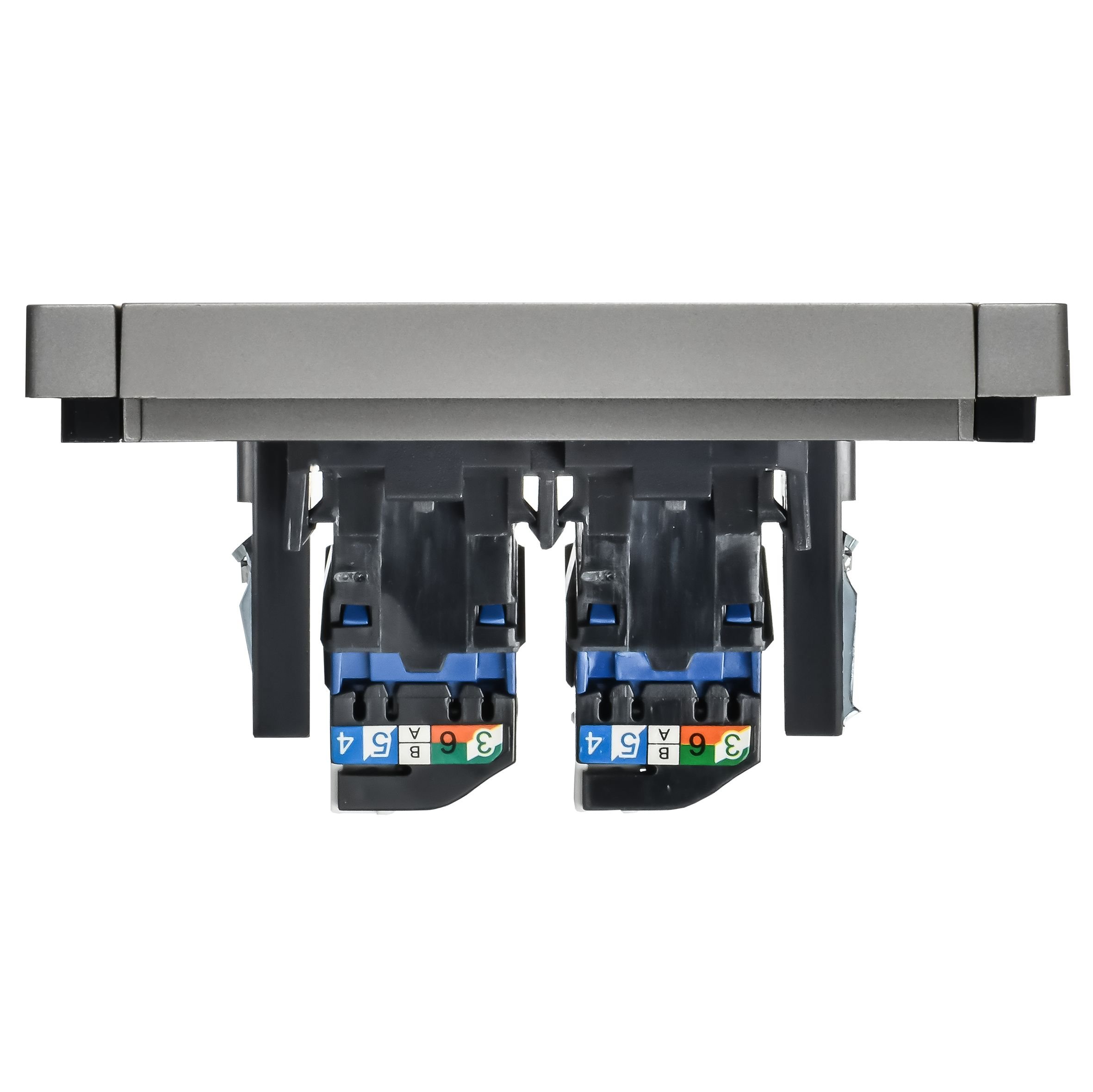 FORTE&PIANO Розетка компьютерная двойная RJ45 кат.6 FP534 скрытой установки сталь (FP-K20-2-K46)