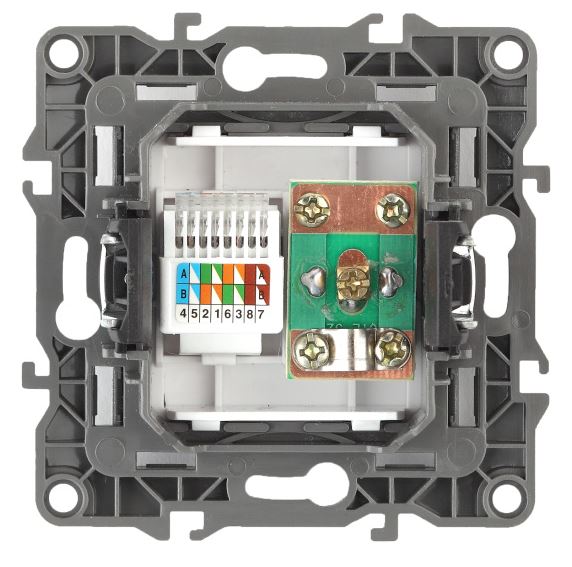 Розетка RJ45+TV 12-3110-05 IP20 серия 12 антрацит ЭРА (Б0027445)