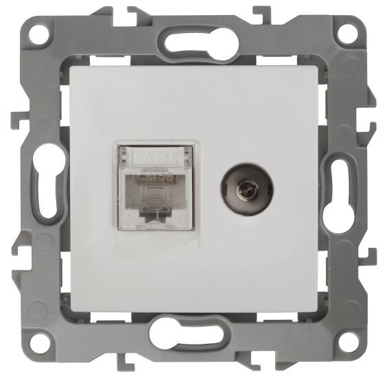 Розетка RJ45+TV 12-3110-01 IP20 серия 12 белый ЭРА (Б0027441)