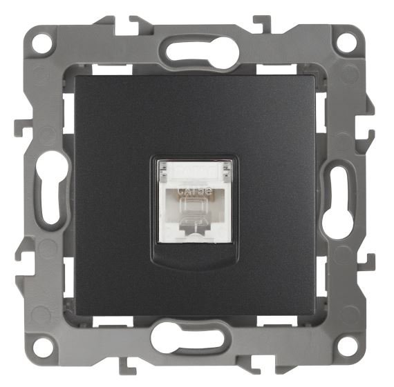 Розетка RJ45 12-3107-05 IP20 серия 12 антрацит ЭРА (Б0014727)