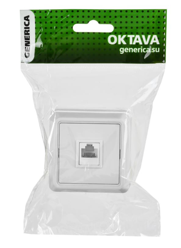 Розетка телефонная 1-местная OKTAVA RJ11 открытой установки белый (ETO10-K01-DC)