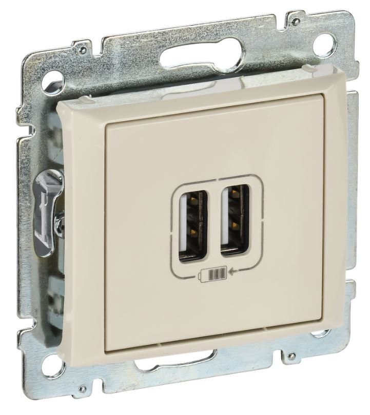 Valena DIY розетка USB A+A 15Вт, скрытой установки, слоновая кость (694372)