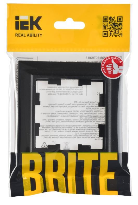 Рамка 1-местная РУ-1-БрЧ IP20 черная BRITE (BR-M12-K02)