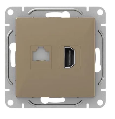 Механизм розетки HDMI+RJ45 (cat5), шампань Эпика (UP1-SOC-HDMI-RJ45)