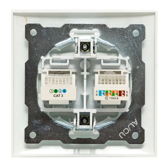 Валенсия Розетка RJ-45+RJ11 2-местная белая (EWK02-035-30)
