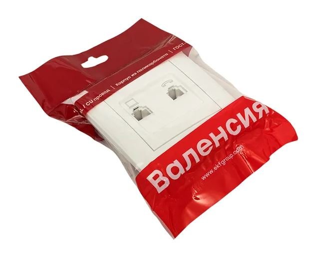 Валенсия Розетка RJ-45+RJ11 2-местная белая (EWK02-035-30)