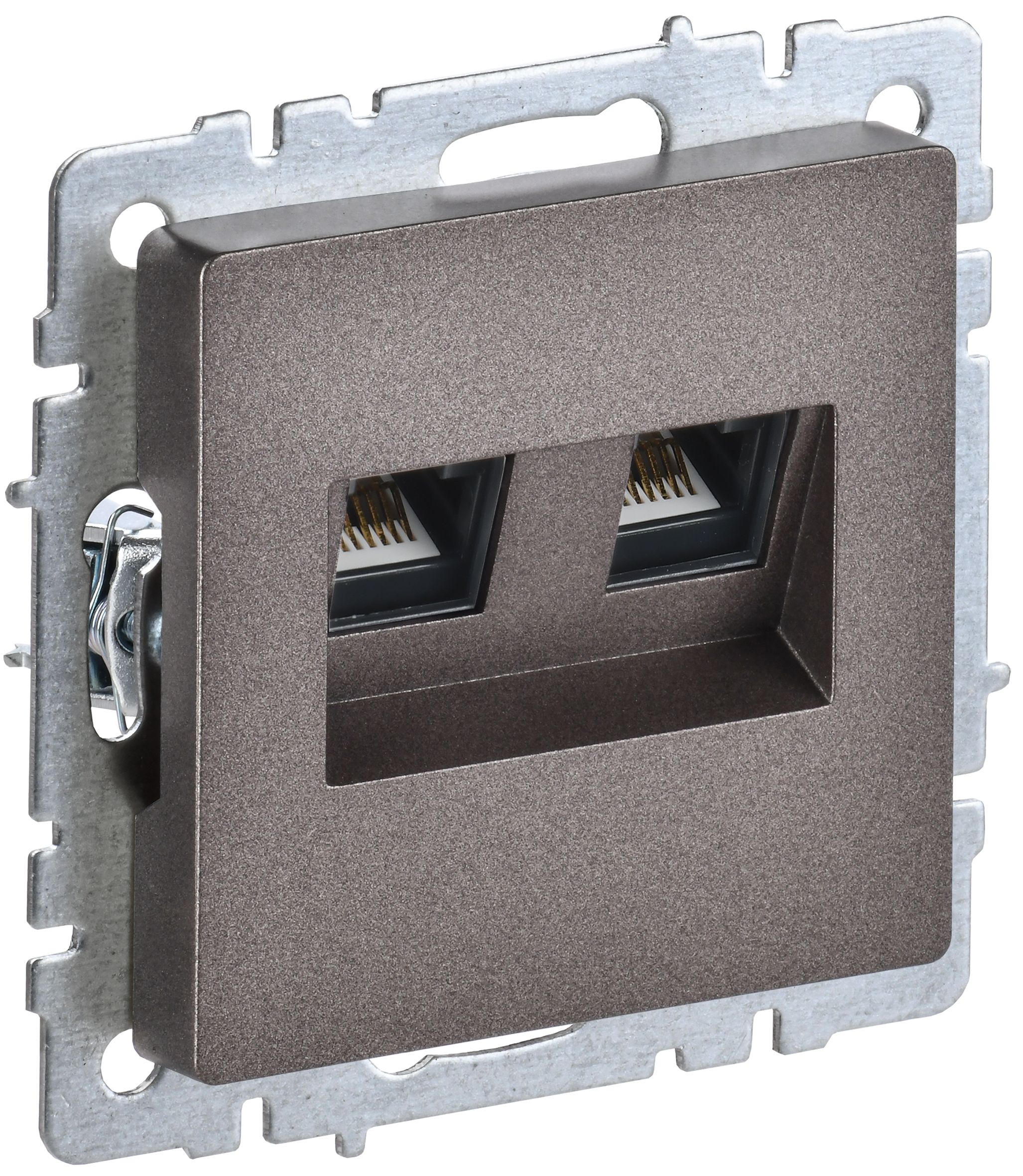 Розетка компьютерная двойная RJ45 BRITE кат.5E РК10-2-БрТБ скрытой установки темная бронза (BR-K20-1-K45)