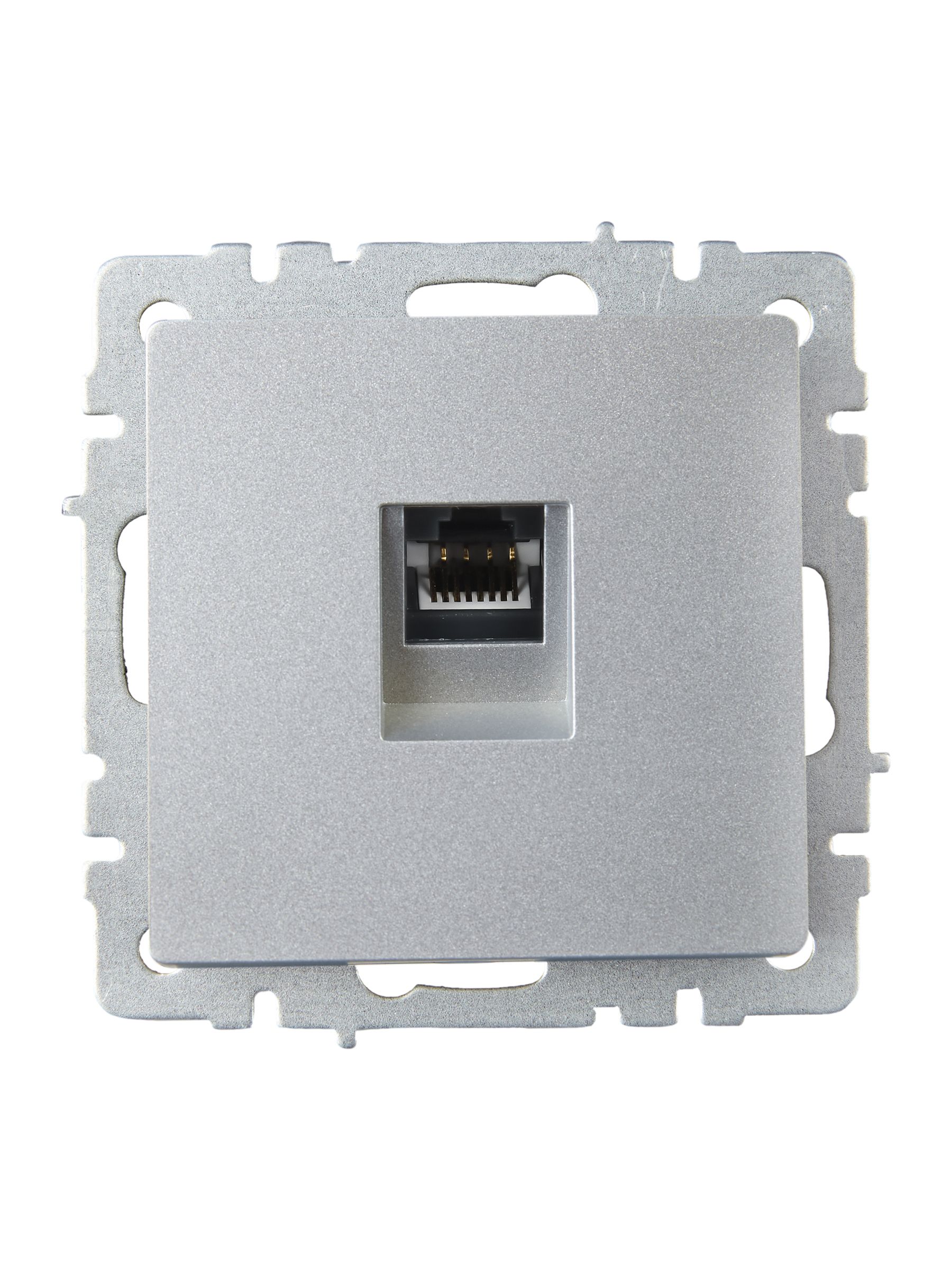 Розетка компьютерная RJ45 BRITE кат.6 РК11-БрА скрытой установки алюминий (BR-K10-2-K47)