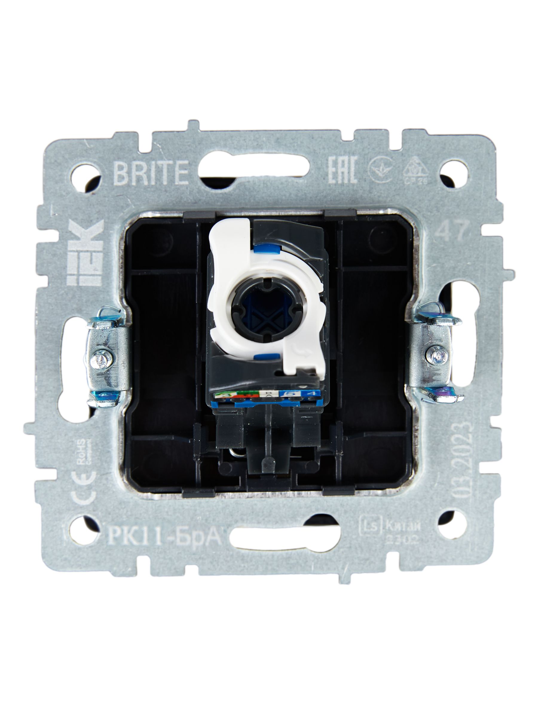 Розетка компьютерная RJ45 BRITE кат.6 РК11-БрА скрытой установки алюминий (BR-K10-2-K47)