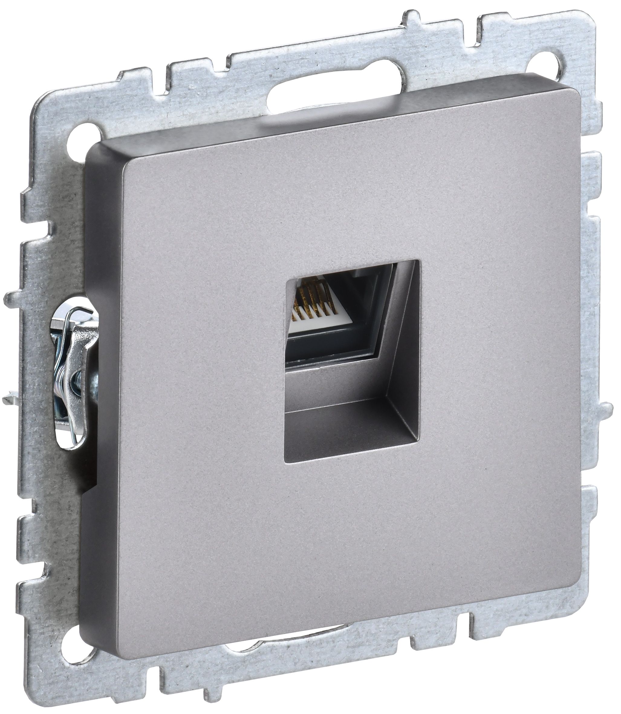 Розетка компьютерная RJ45 BRITE кат.5E РК10-БрС скрытой установки сталь (BR-K10-1-K46)