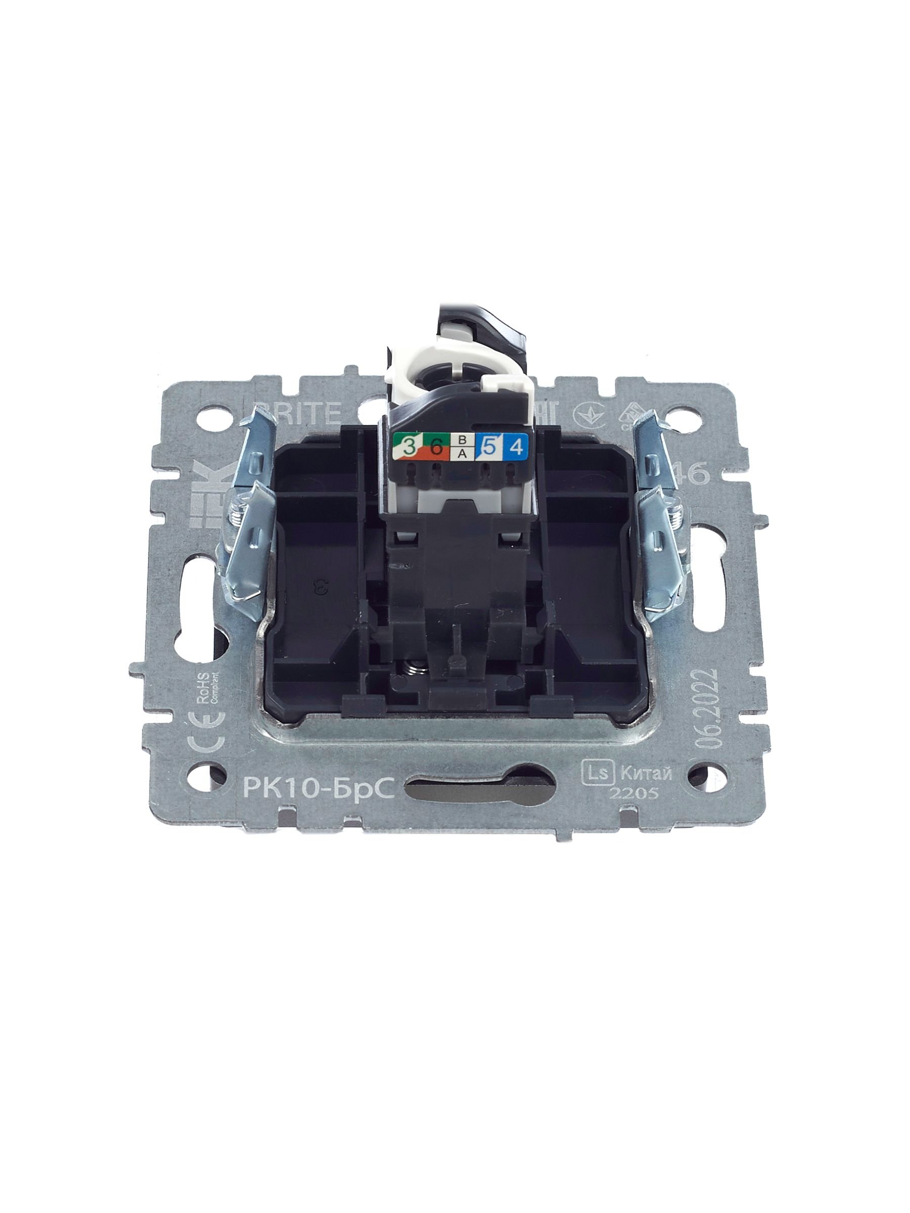 Розетка компьютерная RJ45 BRITE кат.5E РК10-БрС скрытой установки сталь (BR-K10-1-K46)