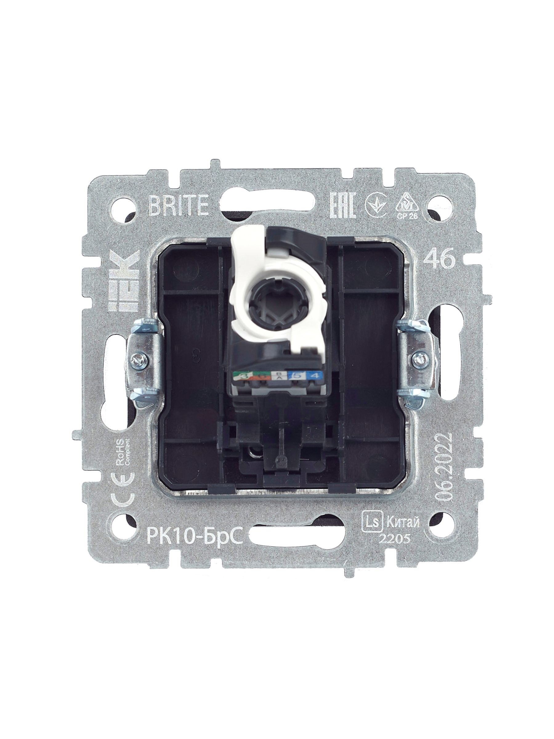 Розетка компьютерная RJ45 BRITE кат.5E РК10-БрС скрытой установки сталь (BR-K10-1-K46)