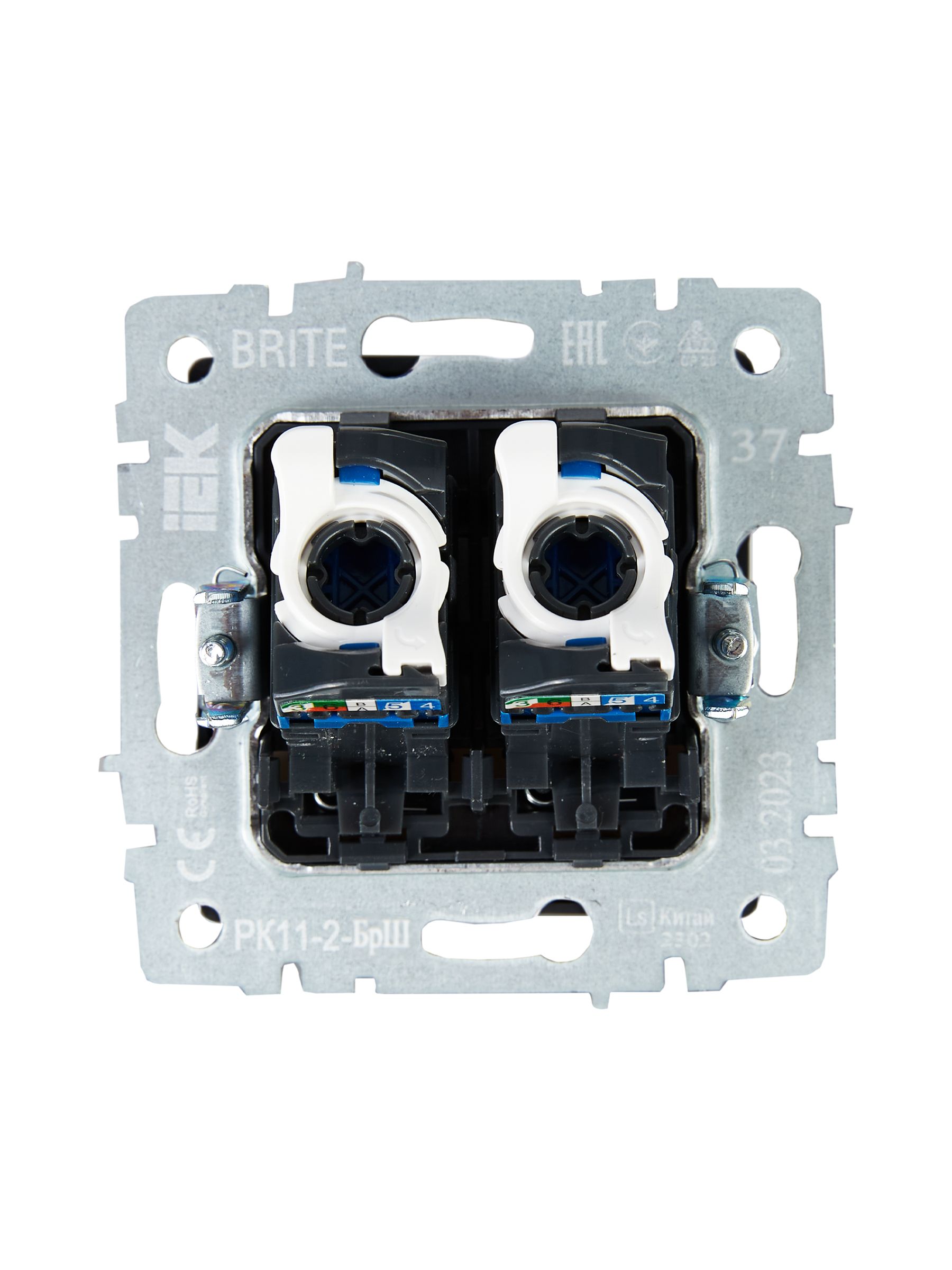 Розетка компьютерная двойная RJ45 BRITE кат.6 РК11-2-БрШ скрытой установки шампань (BR-K20-2-K37)