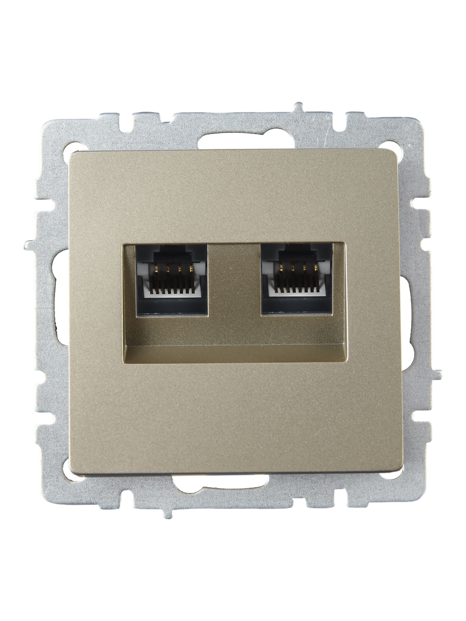 Розетка компьютерная двойная RJ45 BRITE кат.6 РК11-2-БрШ скрытой установки шампань (BR-K20-2-K37)