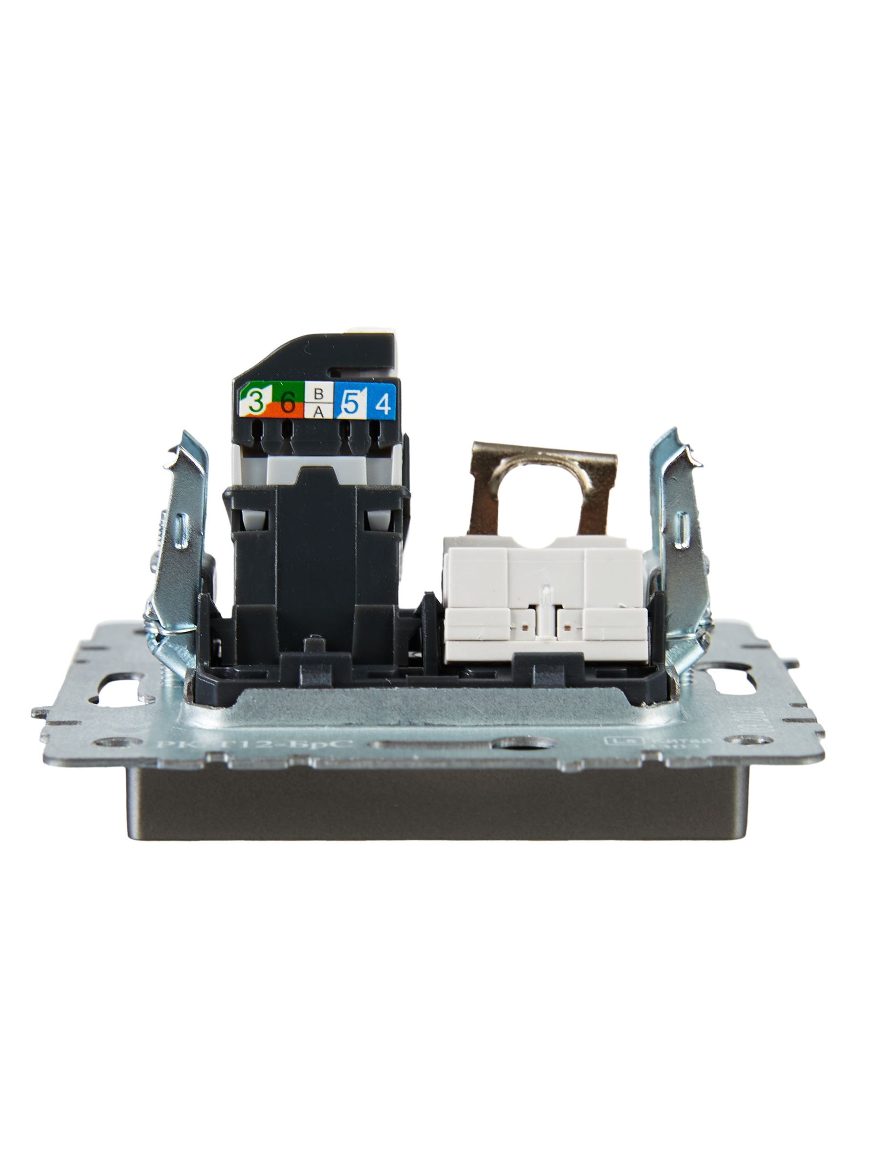 Розетка двойная RJ11+RJ45 BRITE кат.5E РК/Т12-БрС скрытой установки сталь (BR-KT20-O-1-K46)
