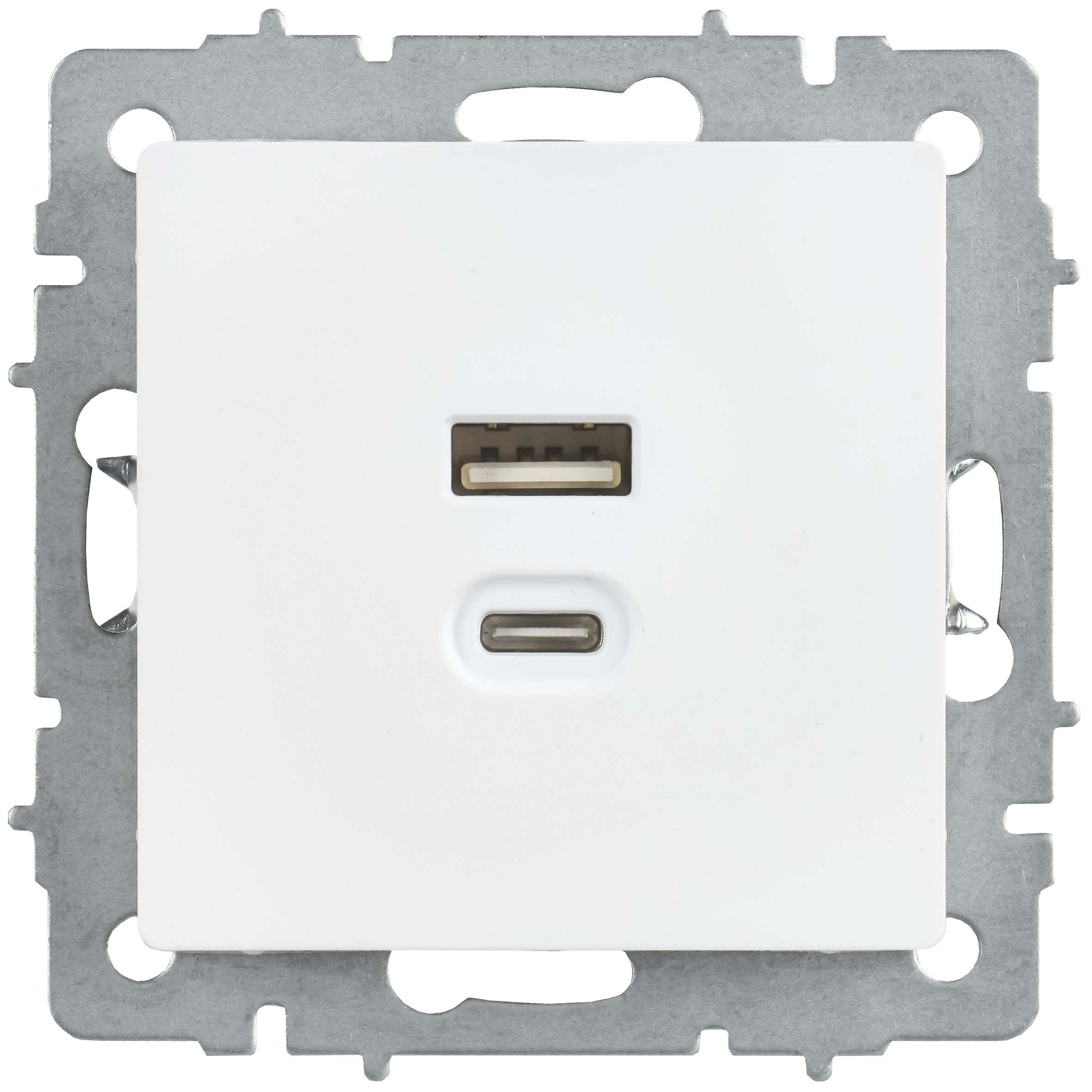 Розетка USB BRITE A+C 45Вт высокоскоростная зарядка РЮ11-2-БрАБ скрытой установки арктический белый (BR-U22-045-K91)