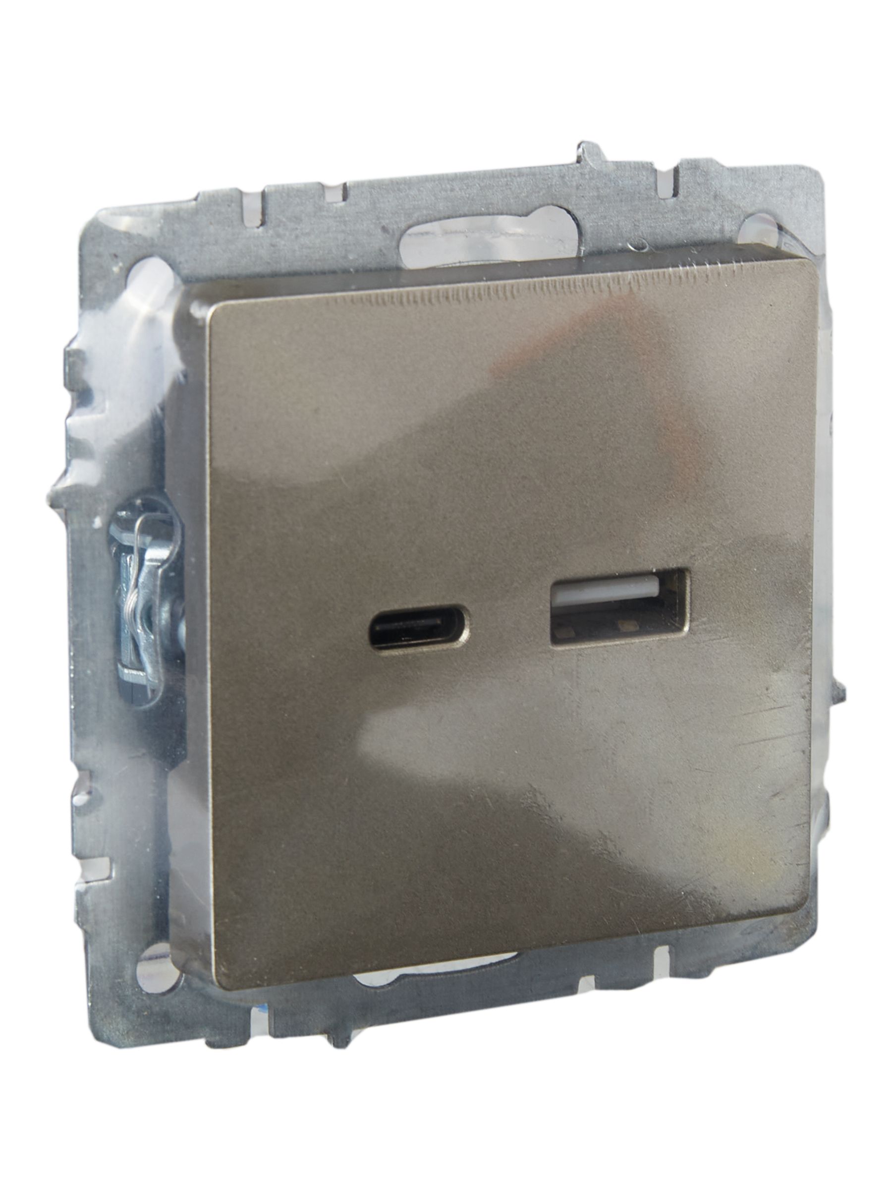Розетка USB BRITE A+C 18Вт РЮ11-1-БрШ скрытой установки шампань (BR-U22-018-K37)