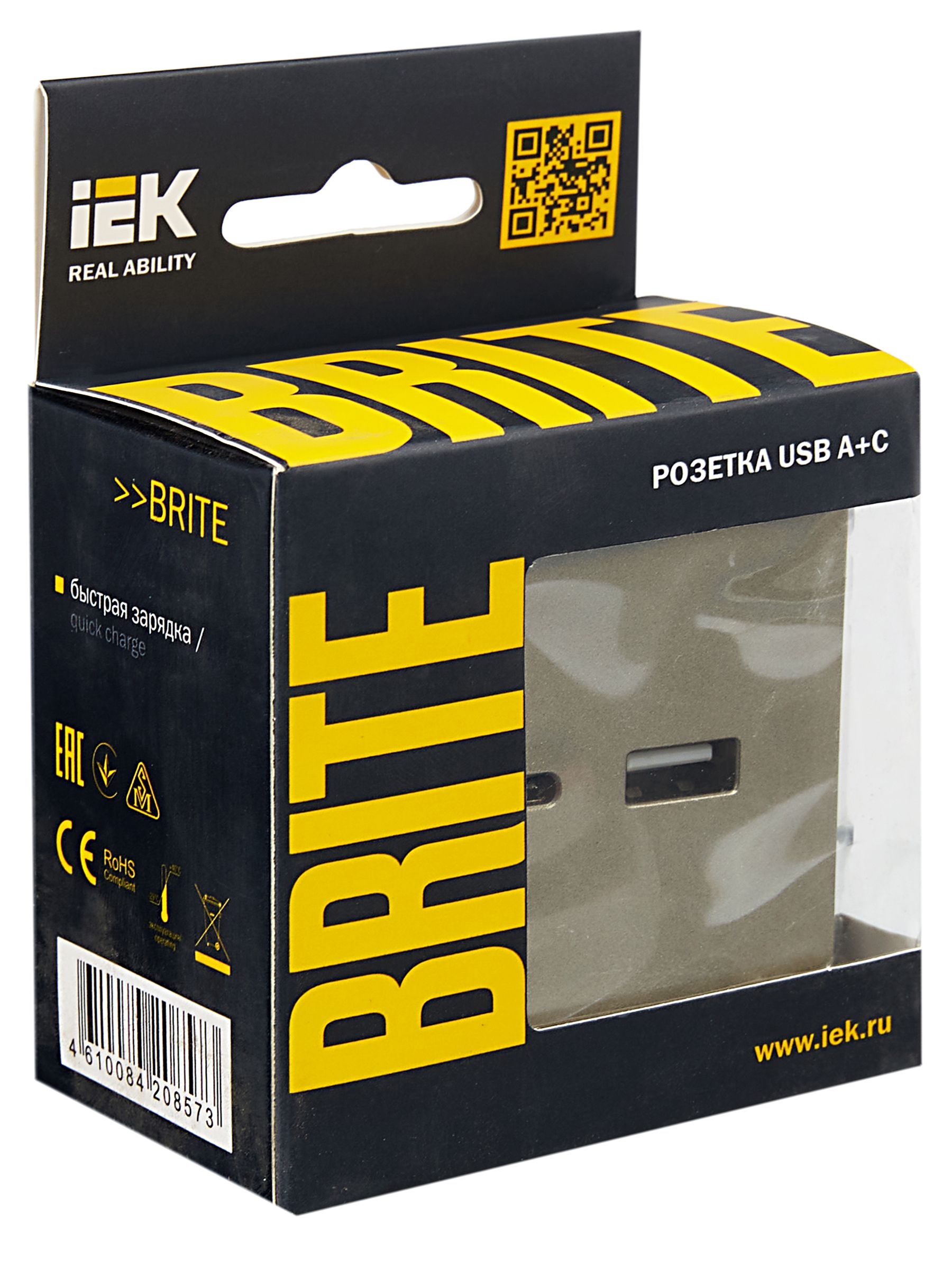 Розетка USB BRITE A+C 18Вт РЮ11-1-БрШ скрытой установки шампань (BR-U22-018-K37)
