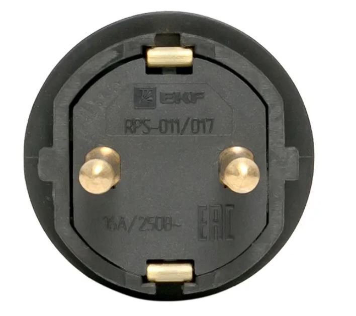 Марс Вилка прямая каучуковая 230В 2P+PE 16A IP44 (RPS-011-16-230-44)