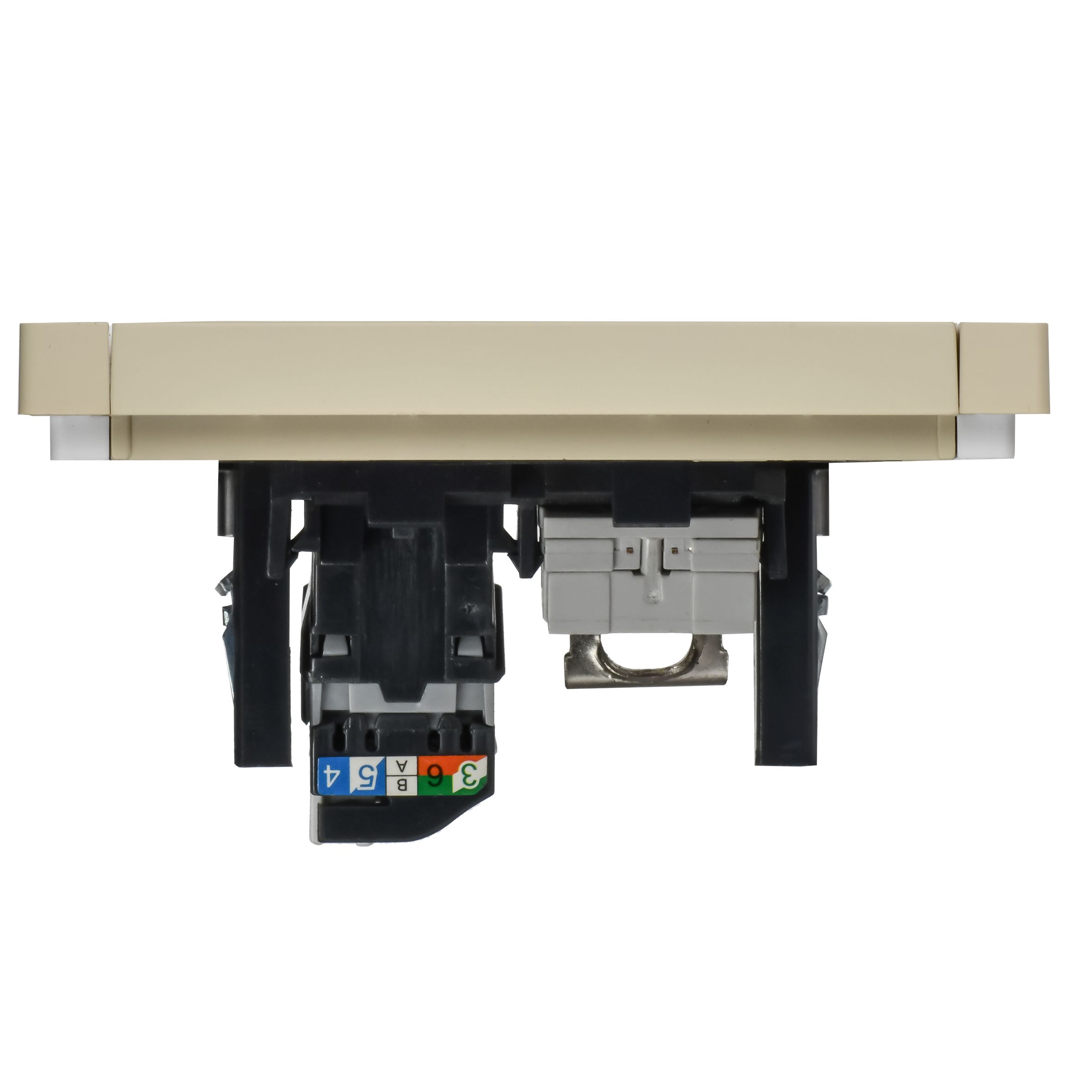 FORTE&PIANO Розетка двойная RJ11+RJ45 кат.5E FP435 скрытой установки ваниль (FP-KT20-O-1-K10)
