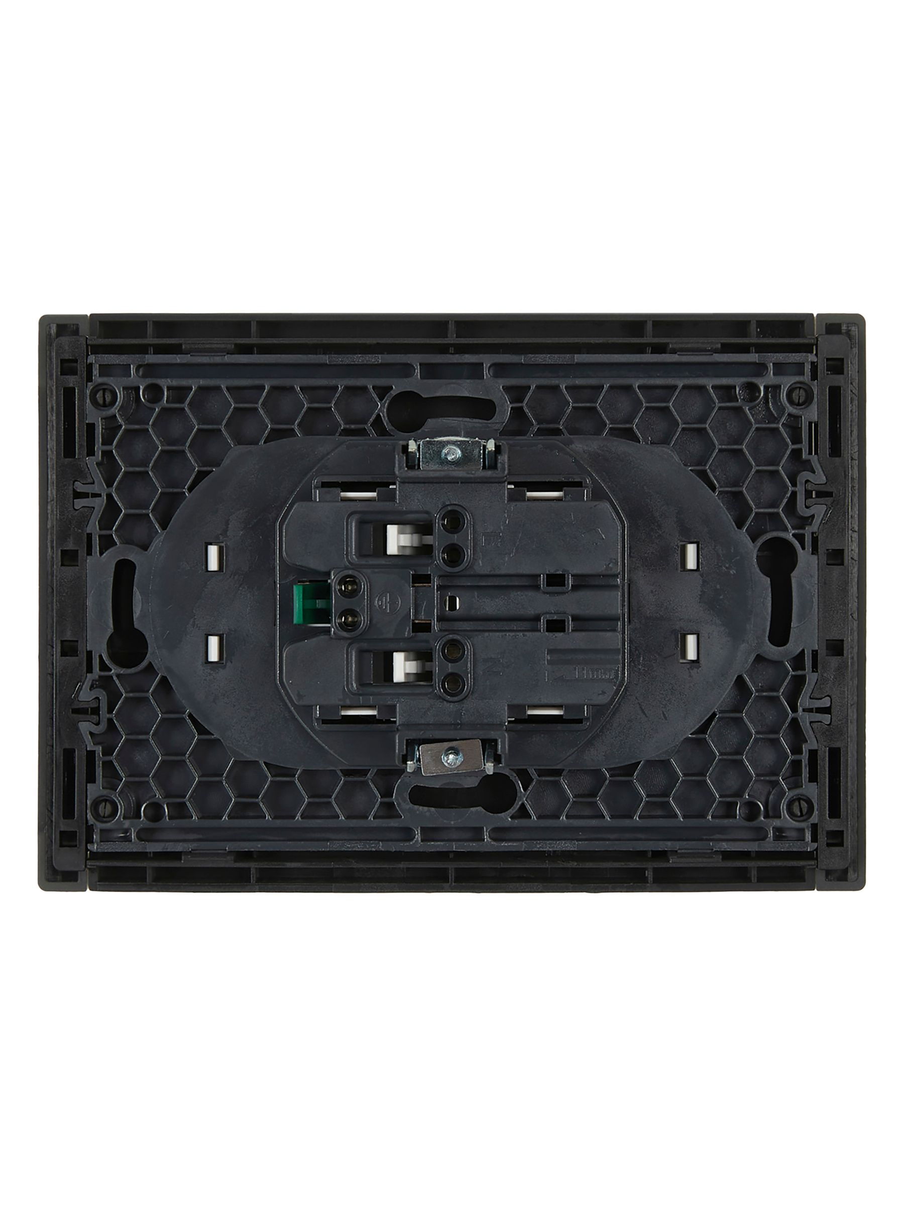 FORTE&PIANO Розетка 2-местная FP523 с заземлением с защитными шторками безвинтовое крепление скрытой установки 16А сталь (FP-R24-16-1-K46)