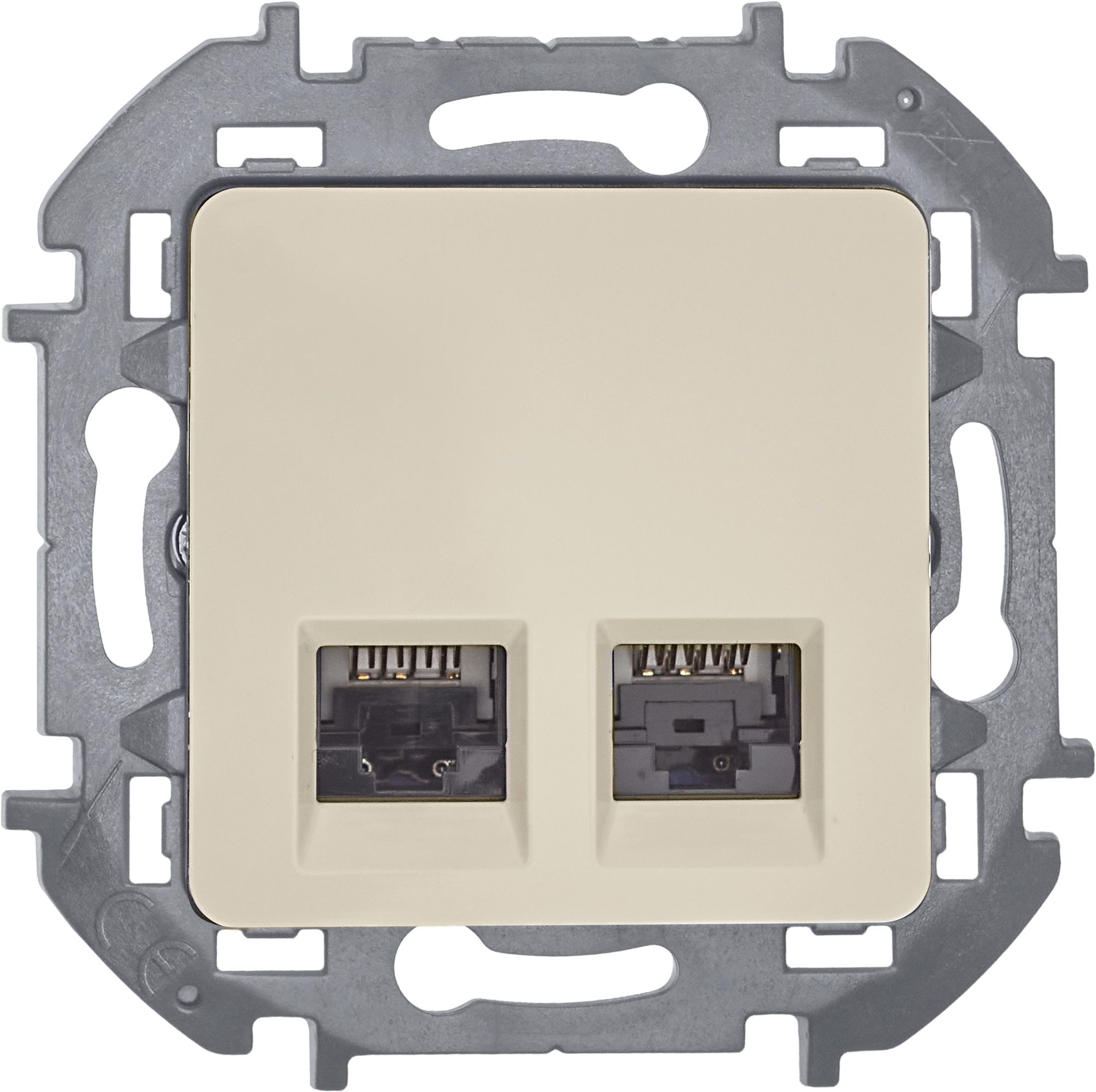 Inspiria розетка компьютерная двойная RJ45, 6 UTP, скрытой установки, слоновая кость (673841)