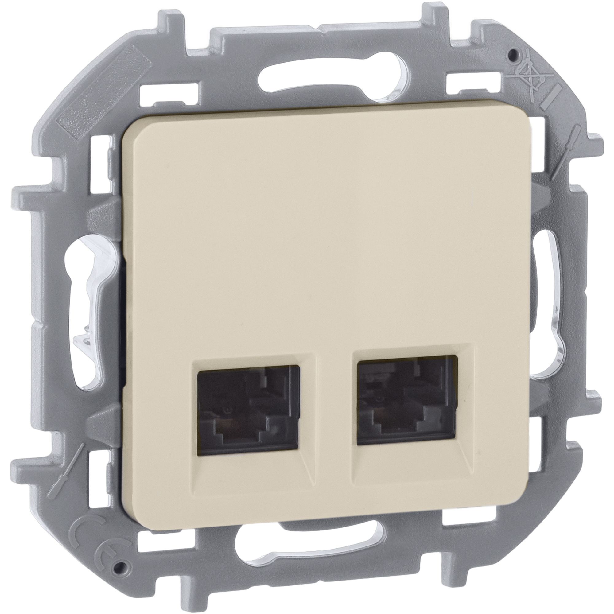 Inspiria розетка компьютерная двойная RJ45, 6 UTP, скрытой установки, слоновая кость (673841)