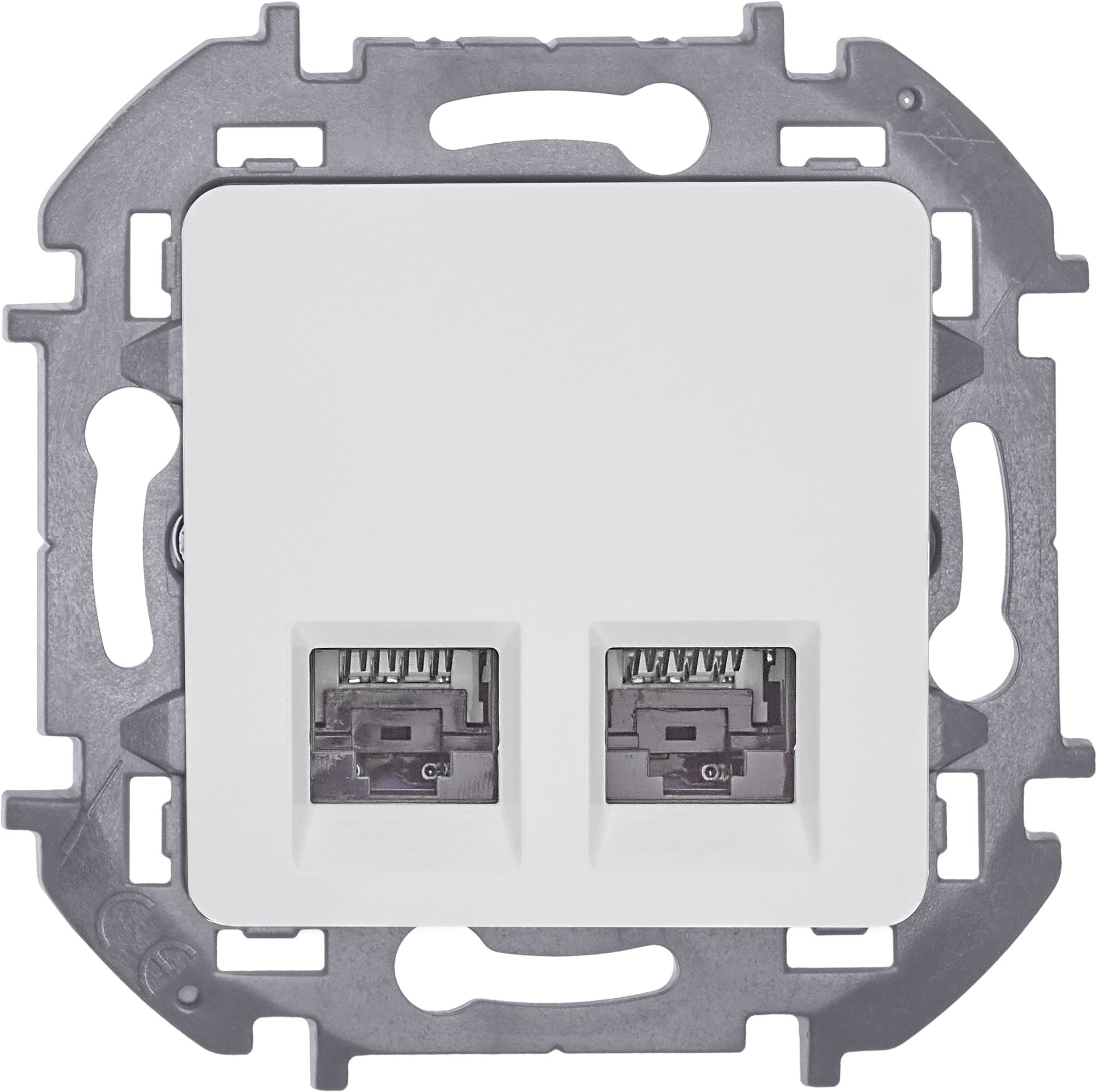 Inspiria розетка компьютерная двойная RJ45, 6 UTP, скрытой установки, белый (673840)