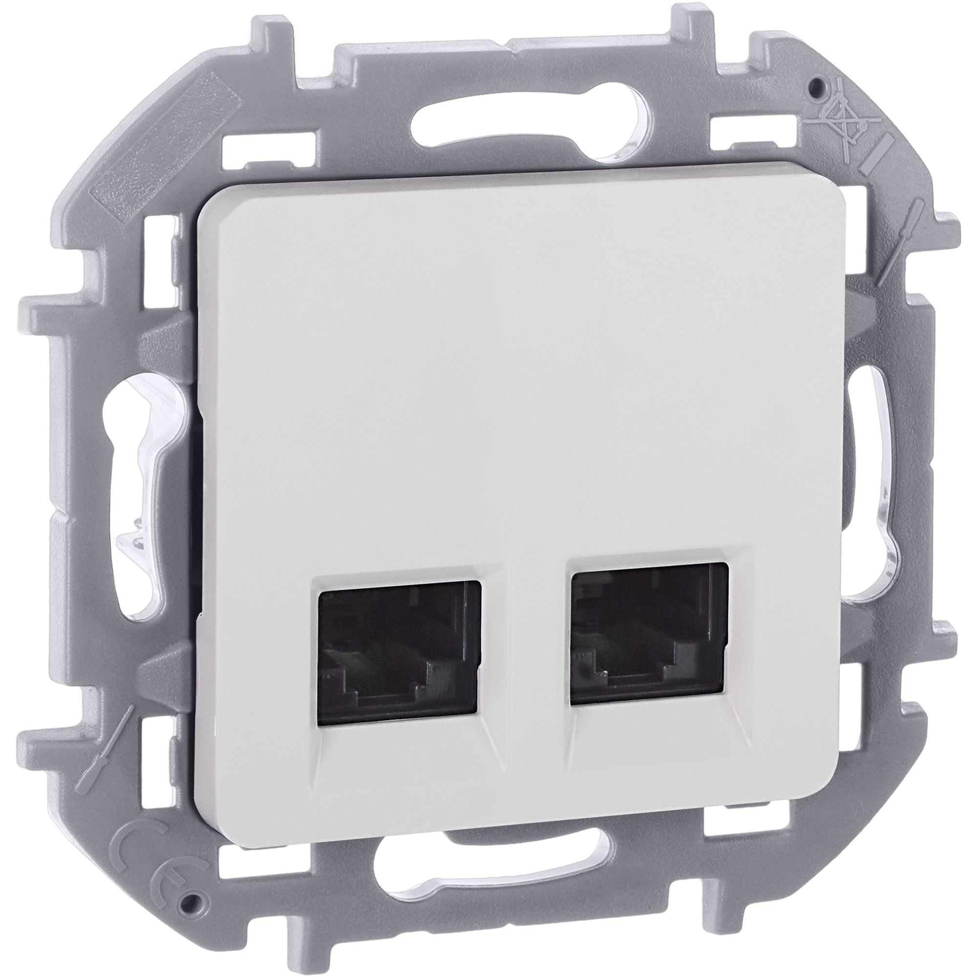 Inspiria розетка компьютерная двойная RJ45, 6 UTP, скрытой установки, белый (673840)