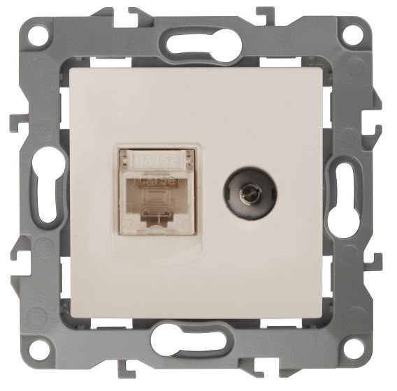 Розетка RJ45+TV 12-3110-02 IP20 серия 12 слоновая кость ЭРА (Б0027442)
