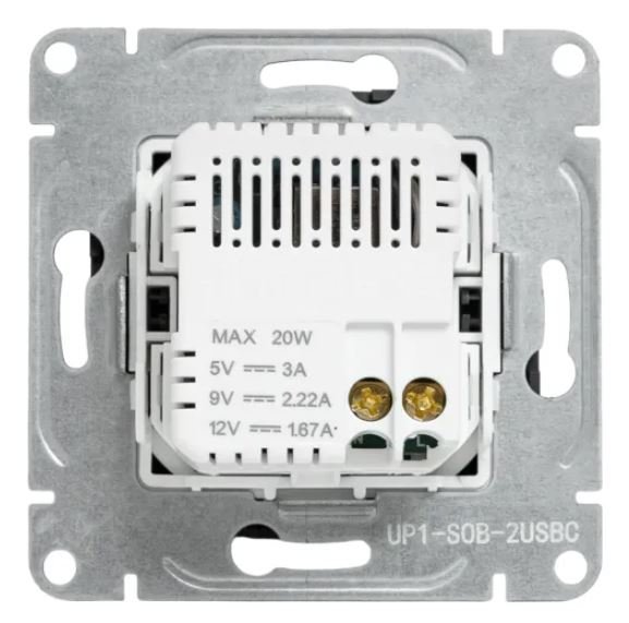 Механизм розетки USB-C - 2 шт, чёрный Эпика (UP1-SOB-2USBC)