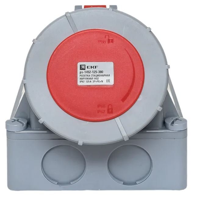 Розетка стационарная наружная 1452 3Р+РЕ+N 125А 380В IP67 PROxima (ps-1452-125-380)
