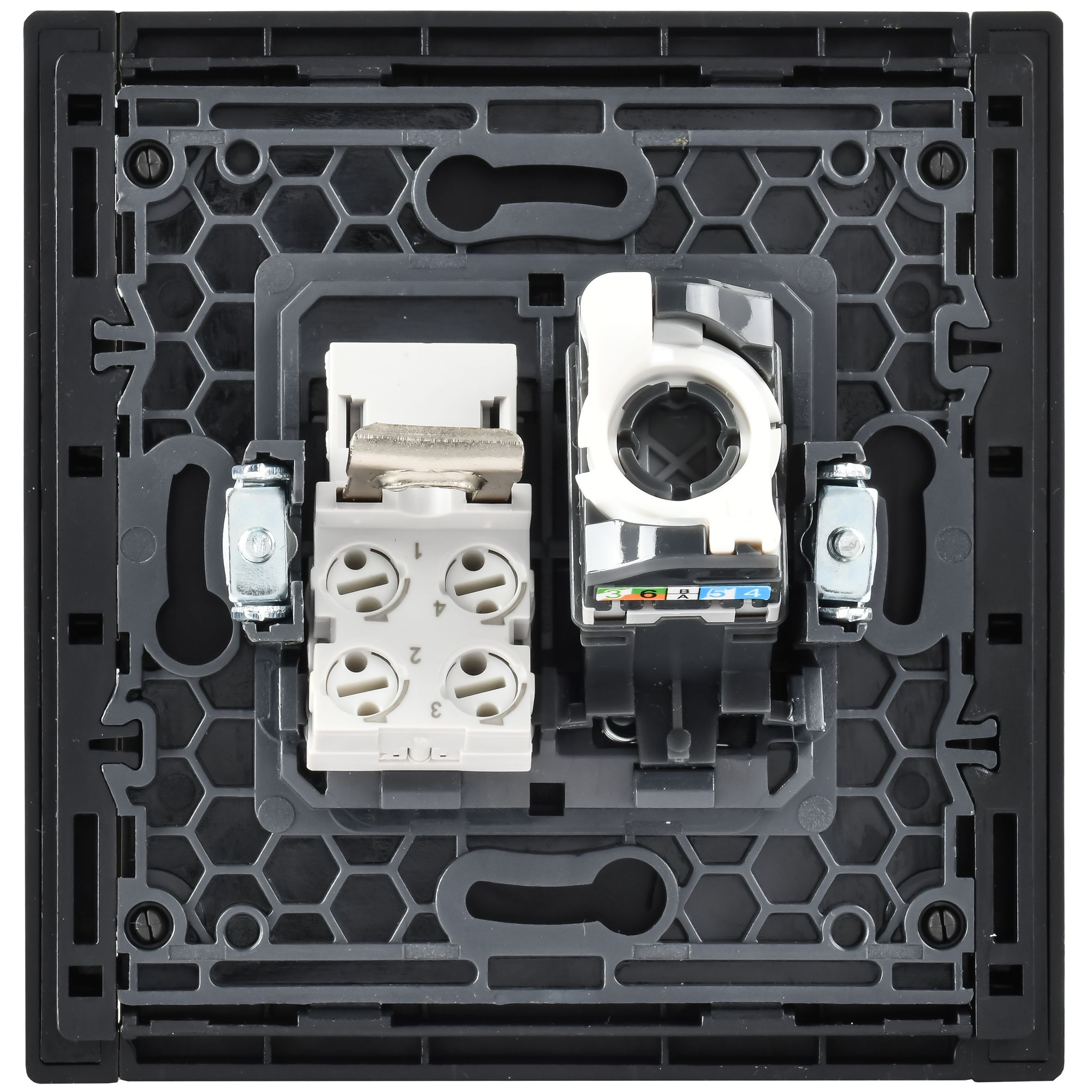 FORTE&PIANO Розетка двойная RJ11+RJ45 кат.5E FP635M скрытой установки металл шампань (FP-KT20-O-1-M-K37)