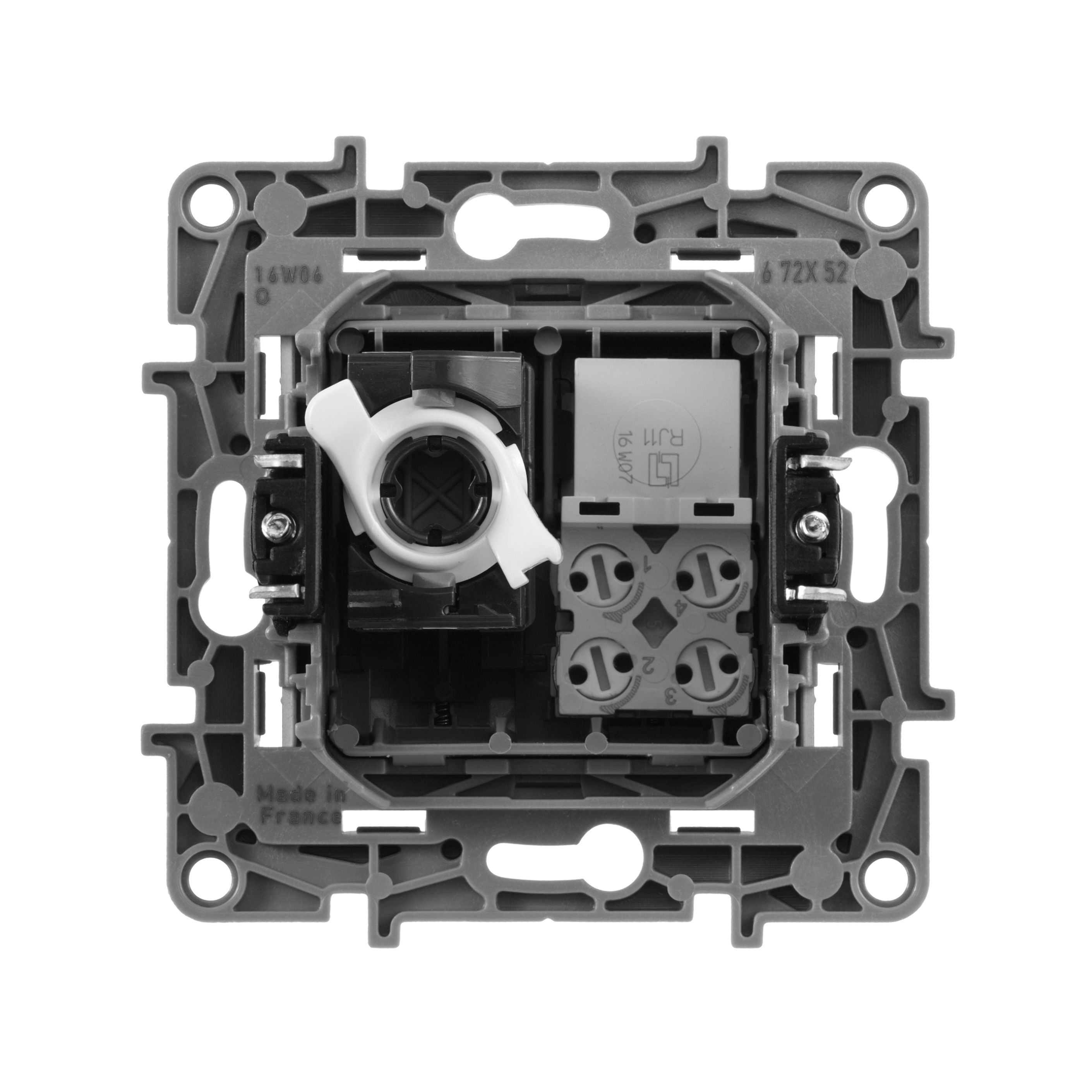 ETIKA розетка 2-местная RJ11+RJ45 кат.5E UTP, скрытой установки, алюминий (672452)