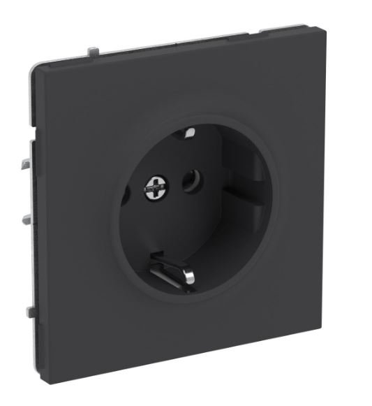 Розетка 2P+E KANT с защитными шторками черный уголь (7012003)