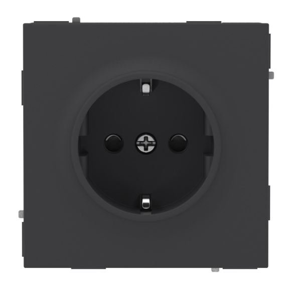 Розетка 2P+E KANT с защитными шторками черный уголь (7012003)