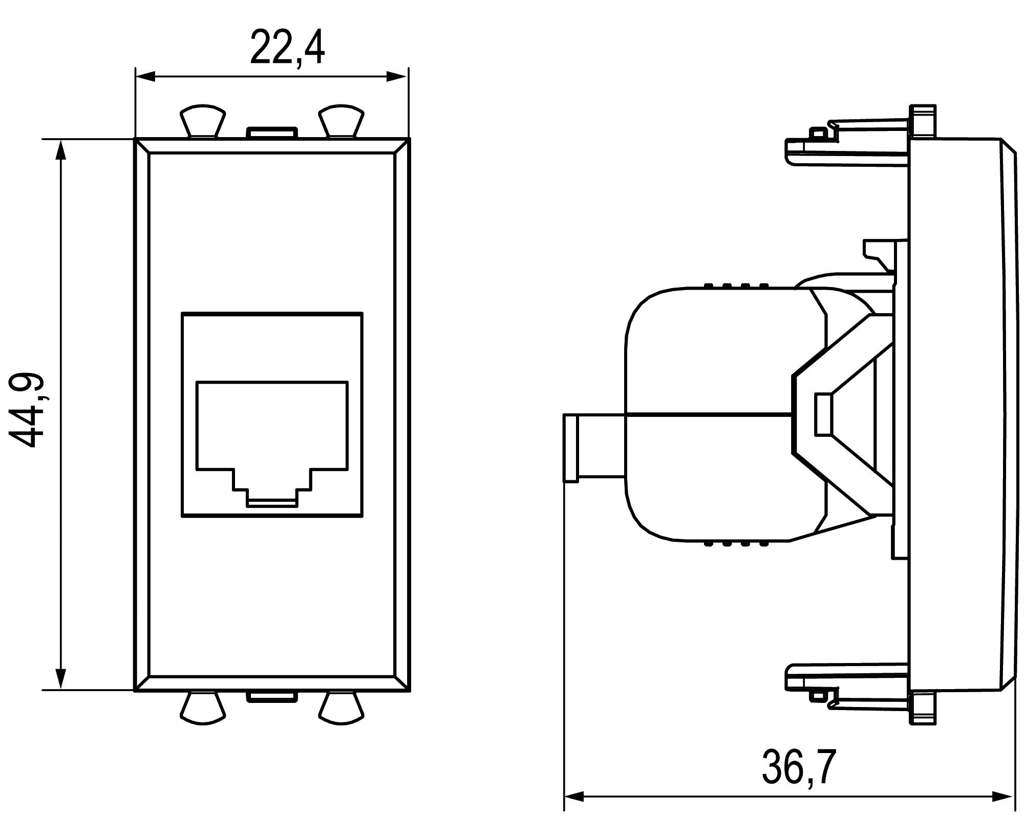 Розетка RJ-45 кат.6А 1 модуль Avanti закаленная сталь (4404671)