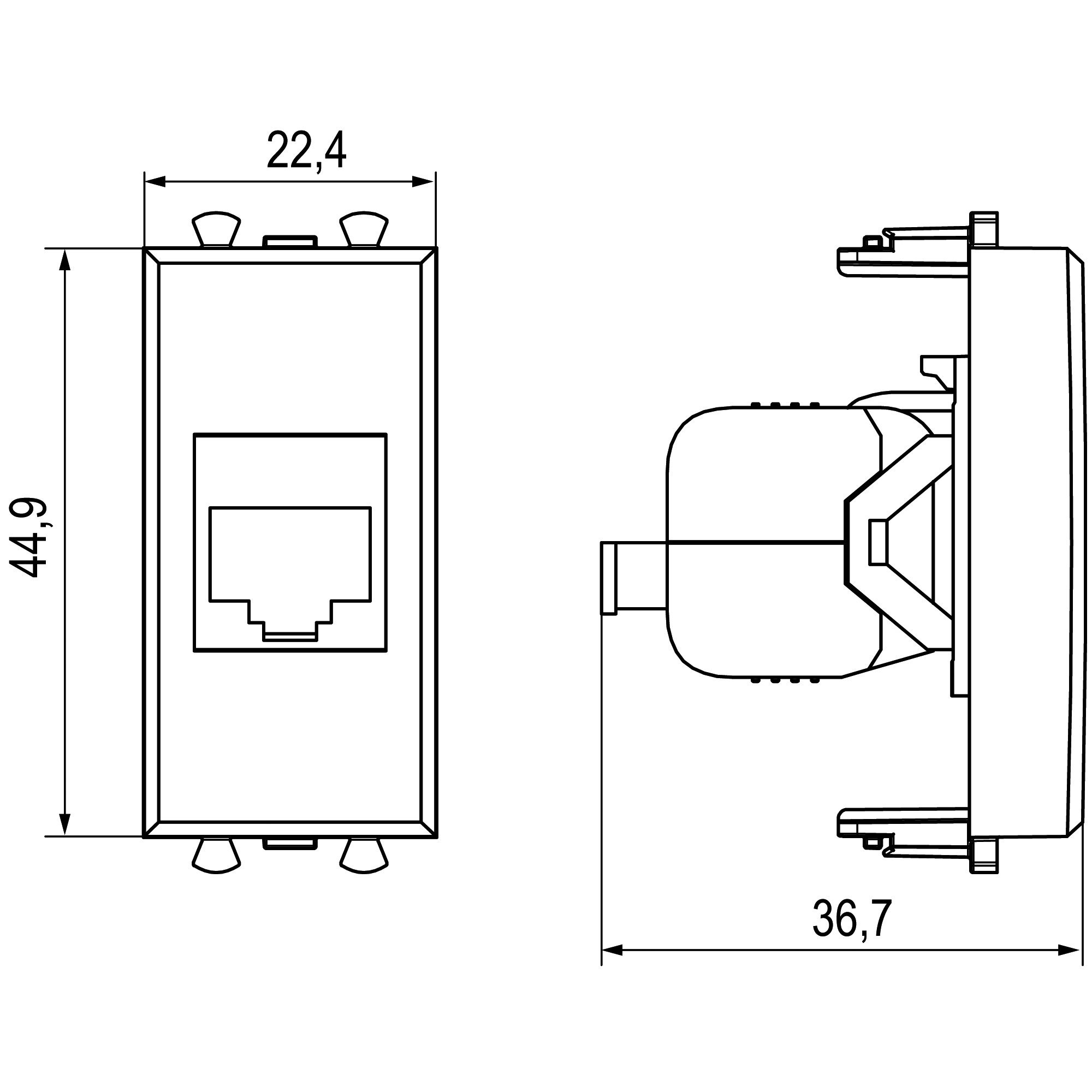 Розетка RJ-45 кат.6А 1 модуль Avanti закаленная сталь (4404671)