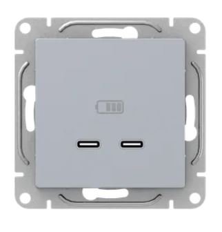 Механизм розетки USB-C - 2 шт, алюминий Эпика (UP1-SOA-2USBC)