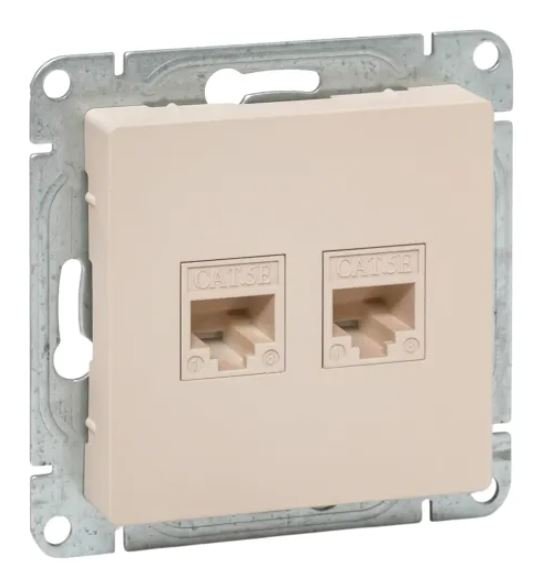Механизм розетки RJ45 - 2 шт, (cat5), кремовый Эпика (UP1-SOI-2RJ45-5)