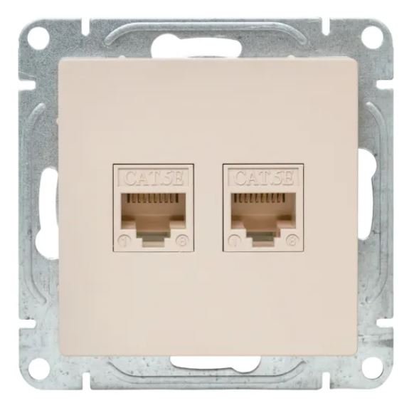 Механизм розетки RJ45 - 2 шт, (cat5), кремовый Эпика (UP1-SOI-2RJ45-5)