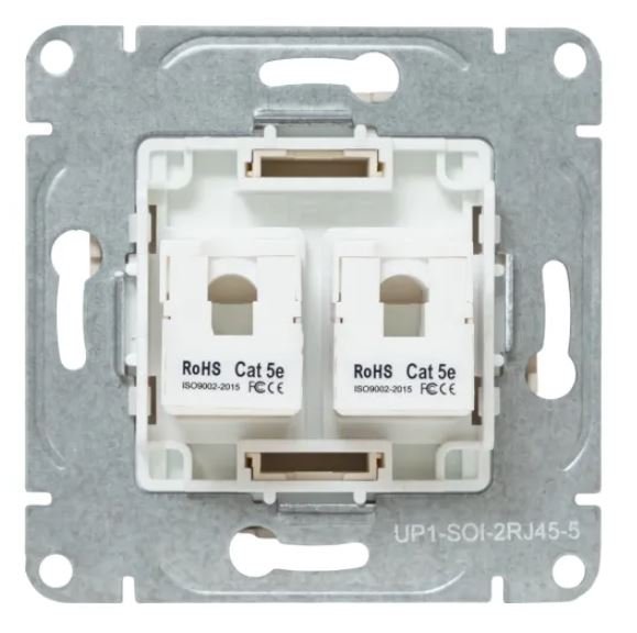 Механизм розетки RJ45 - 2 шт, (cat5), кремовый Эпика (UP1-SOI-2RJ45-5)