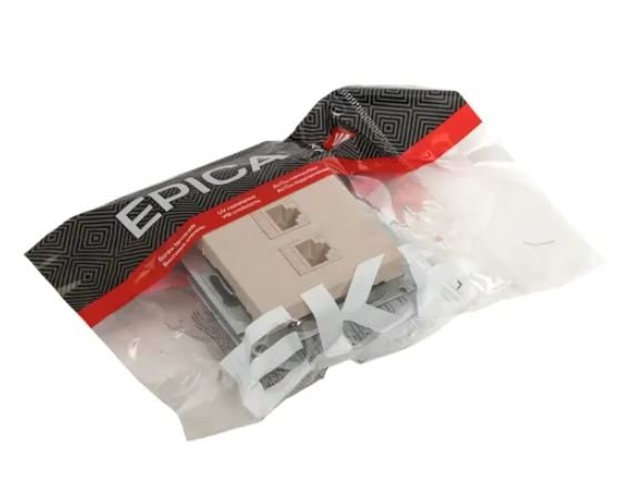 Механизм розетки RJ45 - 2 шт, (cat5), кремовый Эпика (UP1-SOI-2RJ45-5)